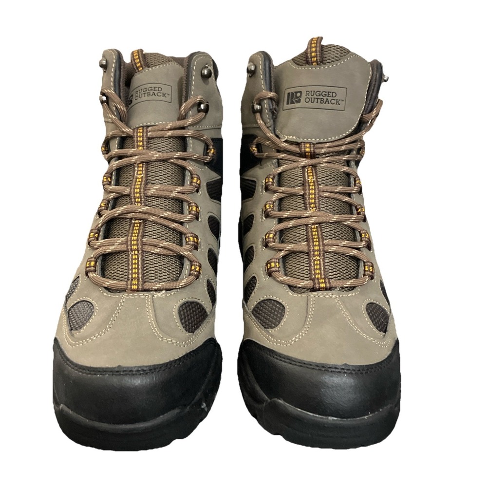 Rugged Outback Men's Hiking Hunting Outdoor Boots Sz 13 Brown/Black Mesh & Suede
